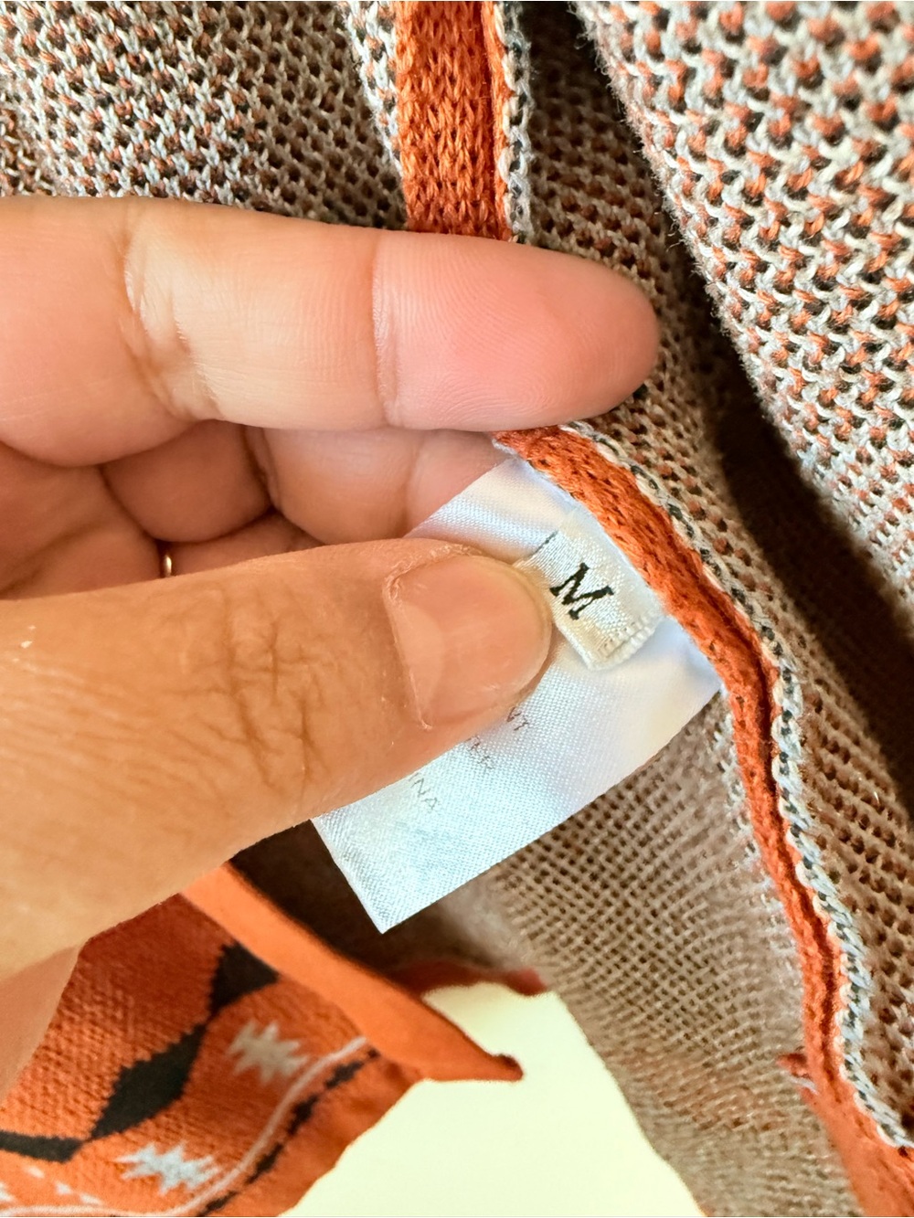 Aztec Pattern Open-Front Cardigan Sweater - Rust M - Picture 3 of 16